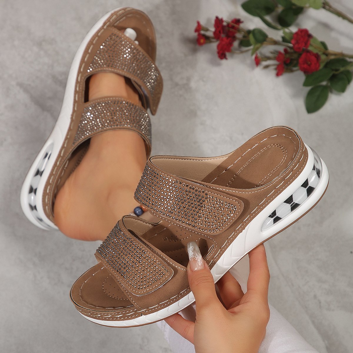 Zomerse Rhinestone Slippers Dames | Sandalen Voor Vrouwen | Antislip Strand Schoenen - Moni