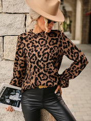 Christa | Leopardbluse med plisseret krave