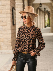 Chrisha | Leopardbluse med plisseret krave