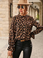 Chrisha | Leopardbluse med plisseret krave