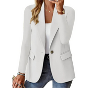 Addison - Casual solid langærmet smal lomme med spænde dame blazer