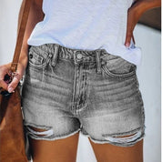 Sommer-denimshorts til kvinder | Jeansshorts med frynser - Luzmin