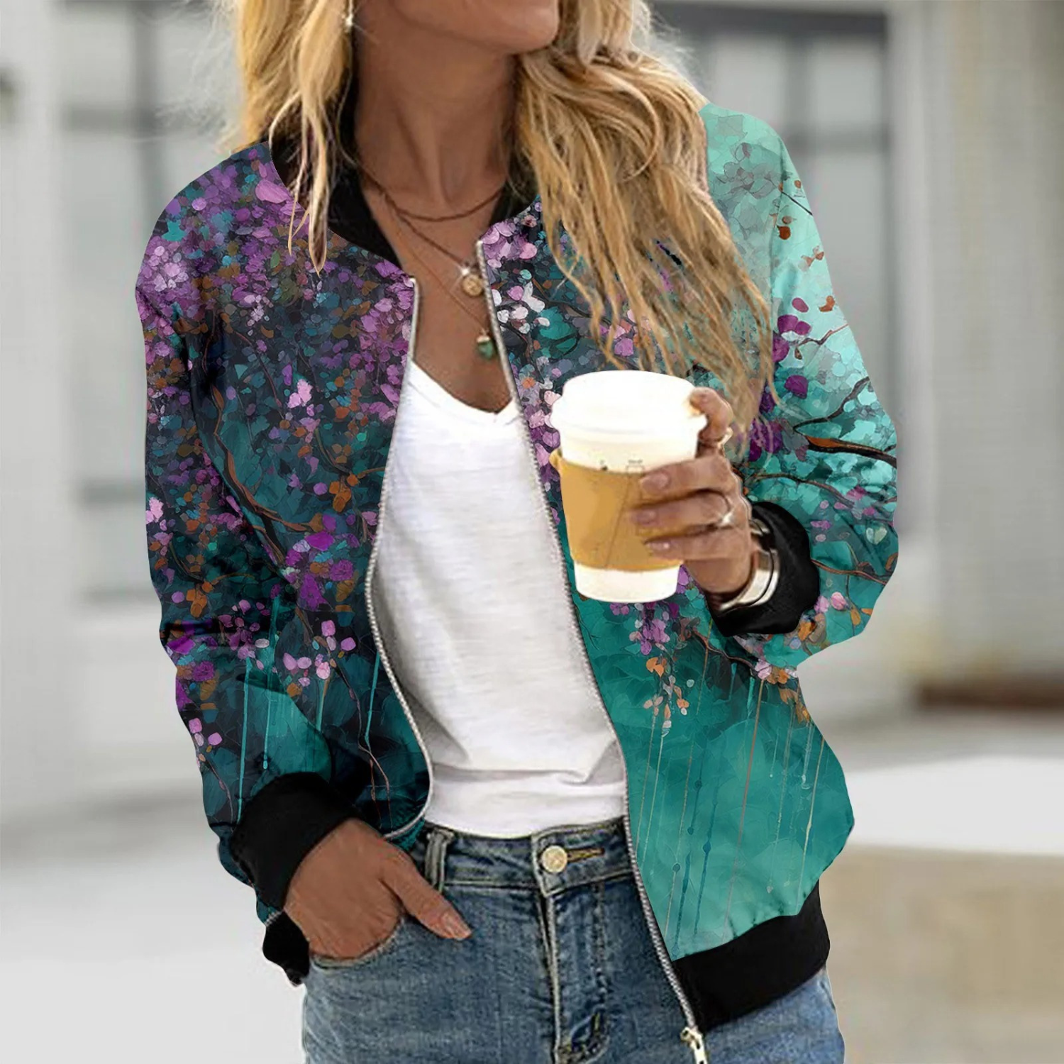 Brenda - Vintage blomsterbomber til damer Sommerjakke