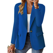 Addison - Casual solid langærmet smal lomme med spænde dame blazer