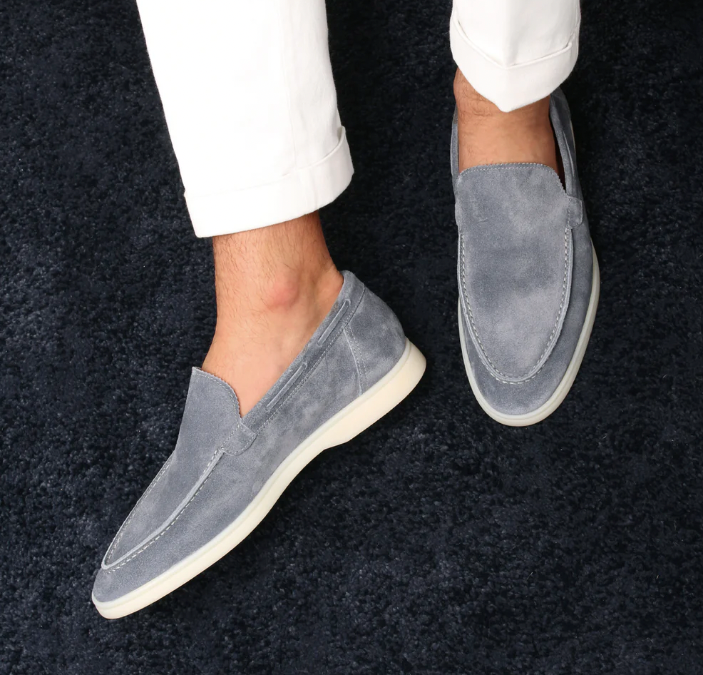 Herman - Læder Flats Loafers Round Toe Kid Suede til mænd