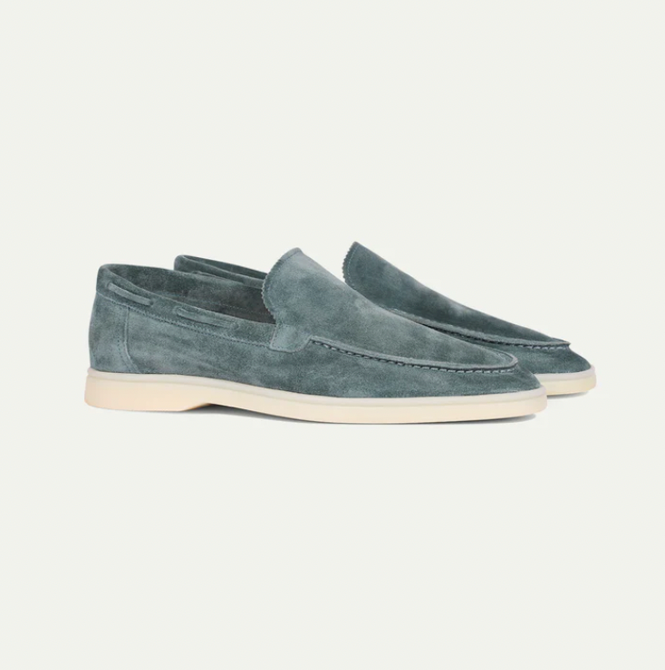 Herman - Læder Flats Loafers Round Toe Kid Suede til mænd