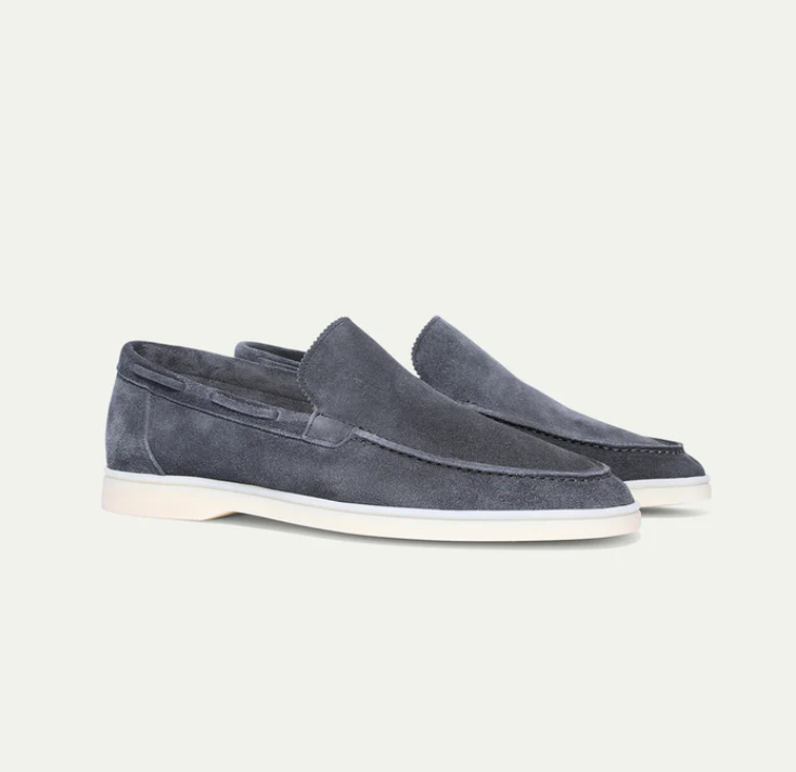 Herman - Læder Flats Loafers Round Toe Kid Suede til mænd