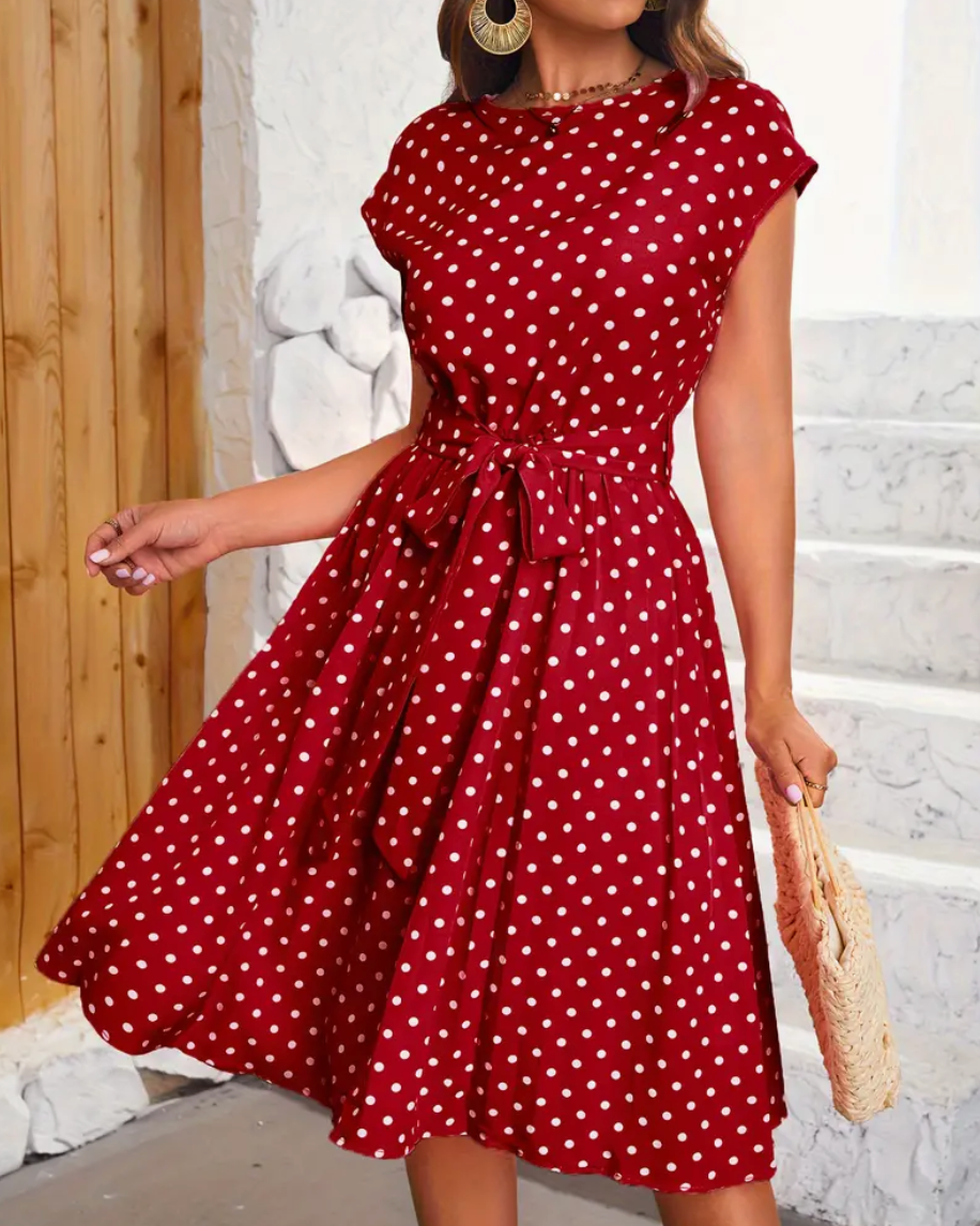 Azenet – smuk vintage polka kjole til forår/sommer