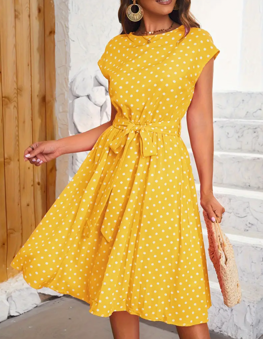 Azenet – smuk vintage polka kjole til forår/sommer