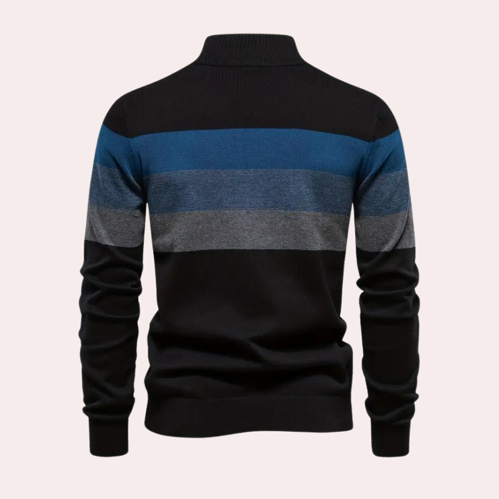 Varm color block herresweater med lynlås - Thom