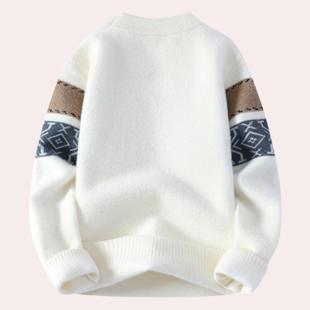 Strikket sweater med geometrisk mønster til mænd - Nikola