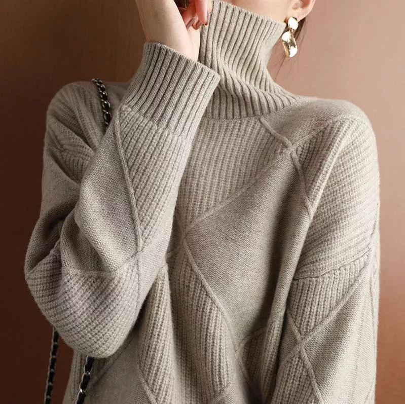 Løs rullekrave sweater cardigan - Ashlyn