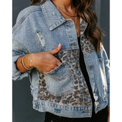 Makenna - Stilfuld leopard-denimjakke