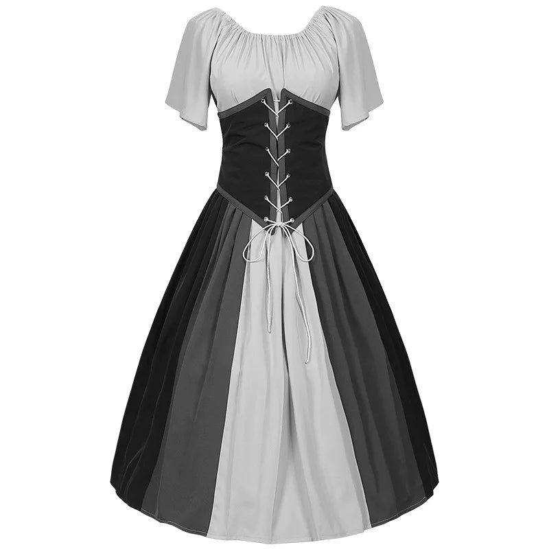 Glorværdig Renæssance Kjole Kvinder Middelalder Gotisk Lang Maxi Retro Vestido Victorian Paty Ballgown med snørebånd - Denash