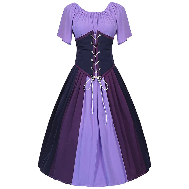 Glorværdig Renæssance Kjole Kvinder Middelalder Gotisk Lang Maxi Retro Vestido Victorian Paty Ballgown med snørebånd - Denash