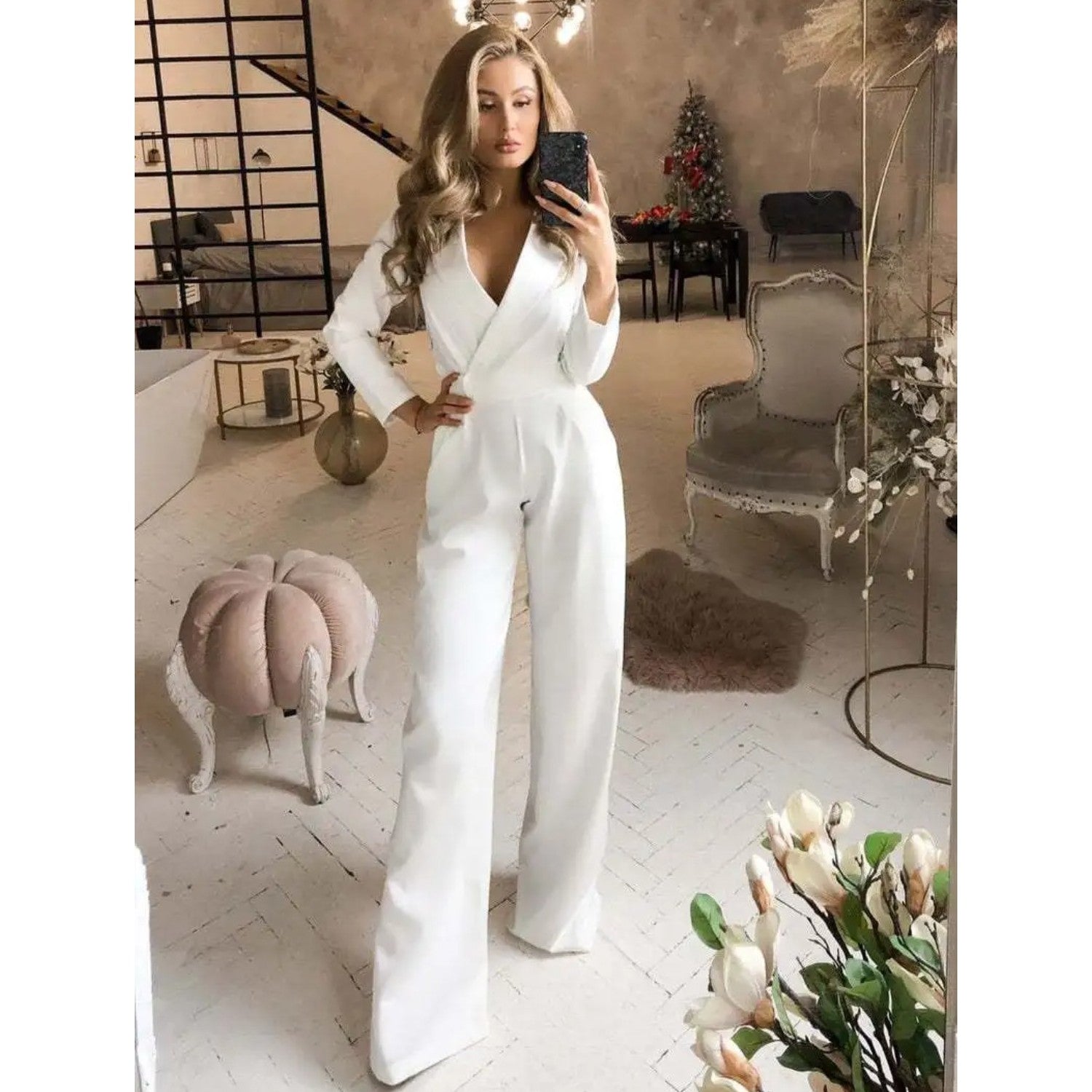 Luisa - Elegant jumpsuit med høj krave i business-stil