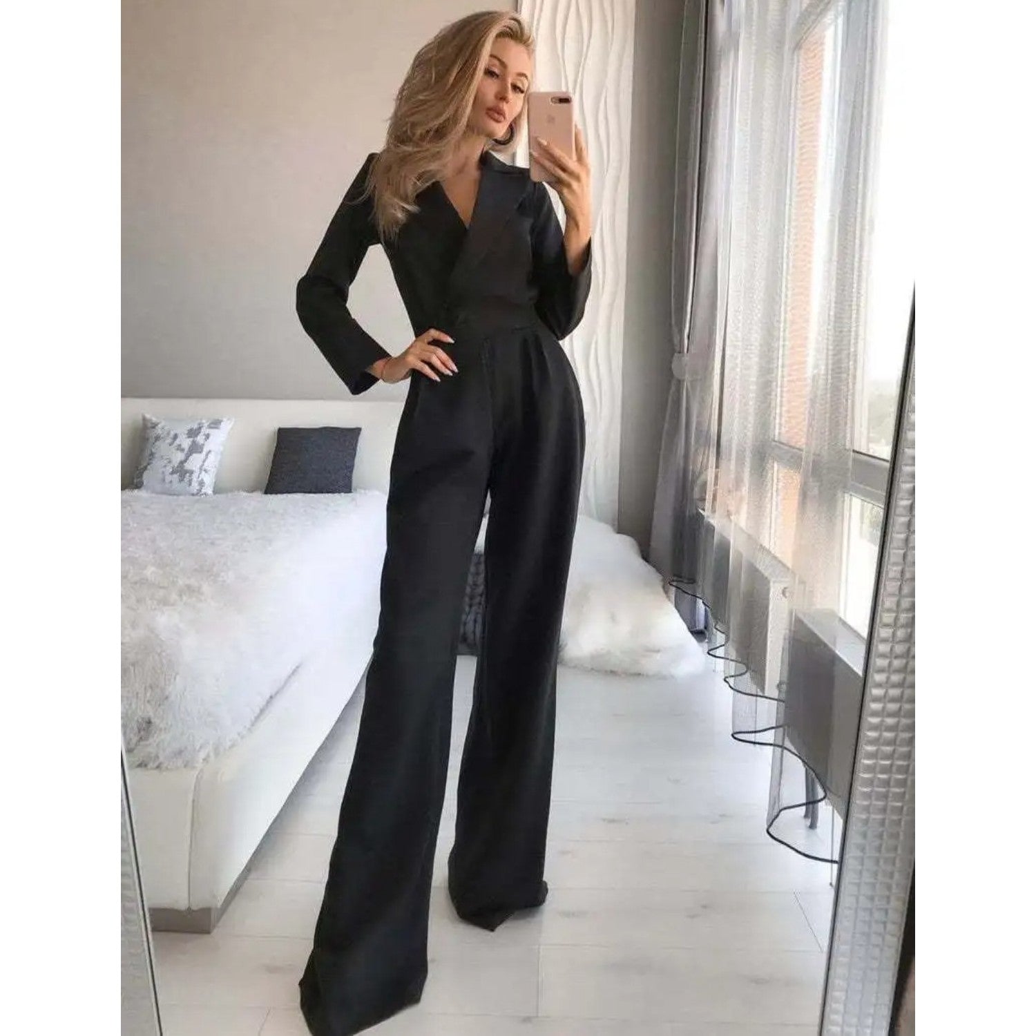 Luisa - Elegant jumpsuit med høj krave i business-stil