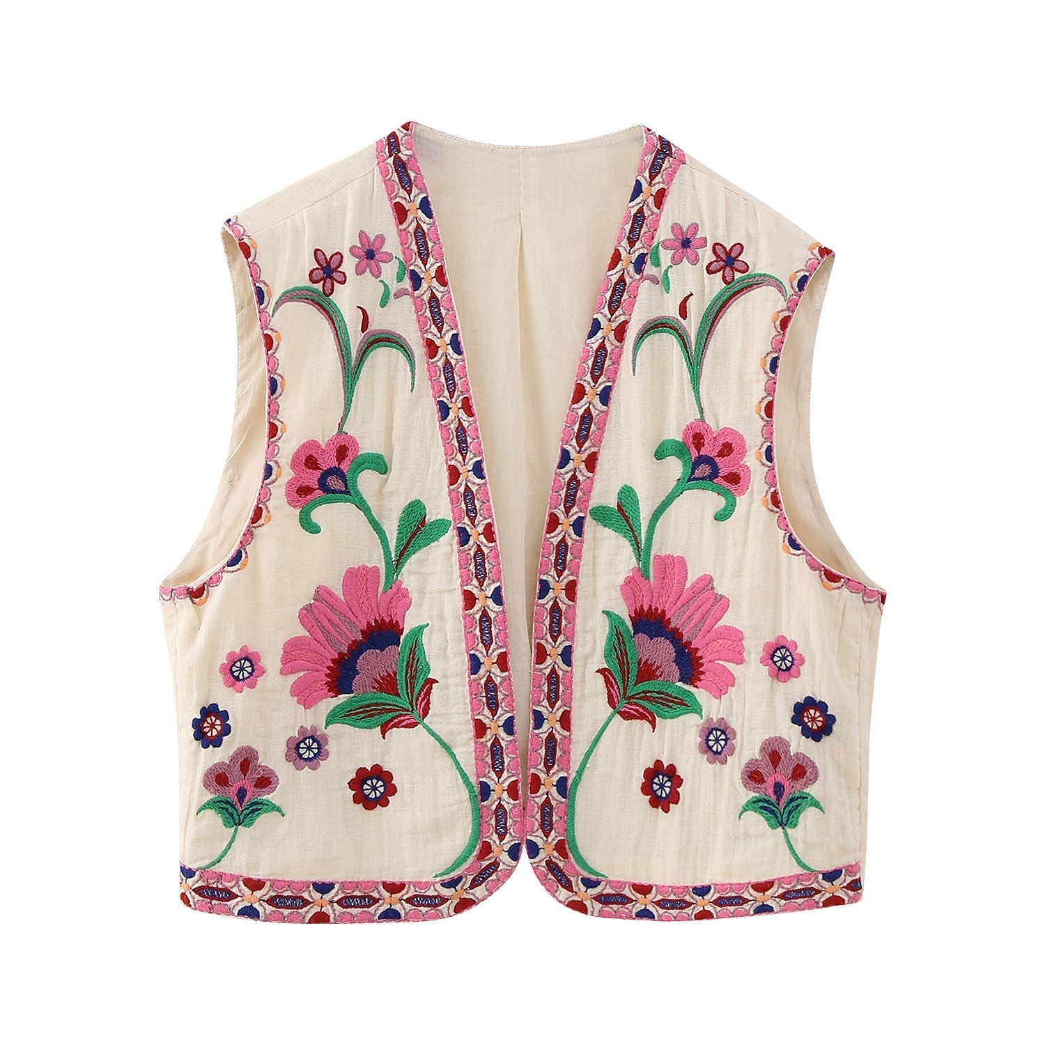 Sohana | Vintage blomsterbroderet vest til kvinder