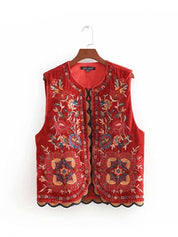 Maisha | Pailletter blomst broderi cardigan patchwork fløjl vest