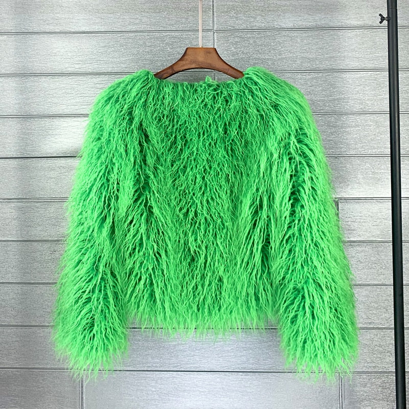 Behåret frakke damer tyk varm faux fur frakke - Ramona