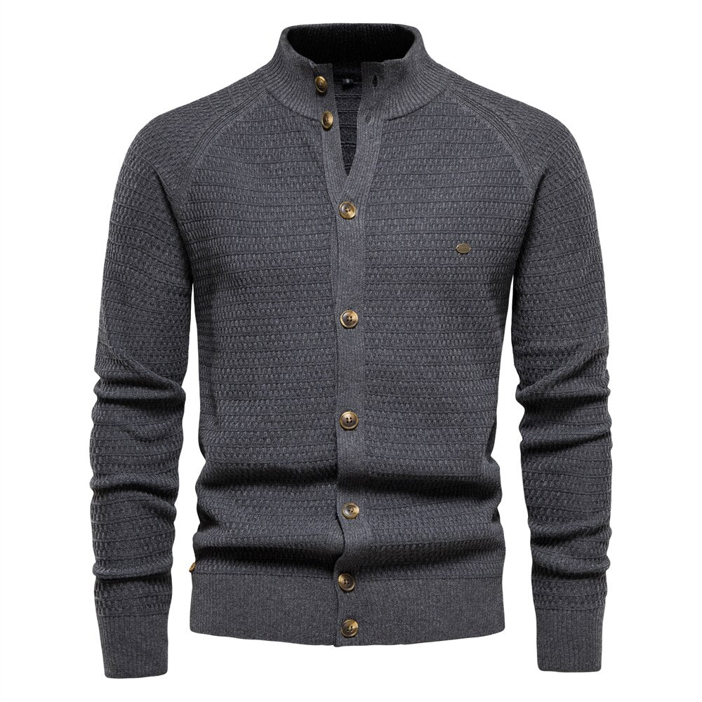 Cardigan til mænd med knapper og mock neck - Luan