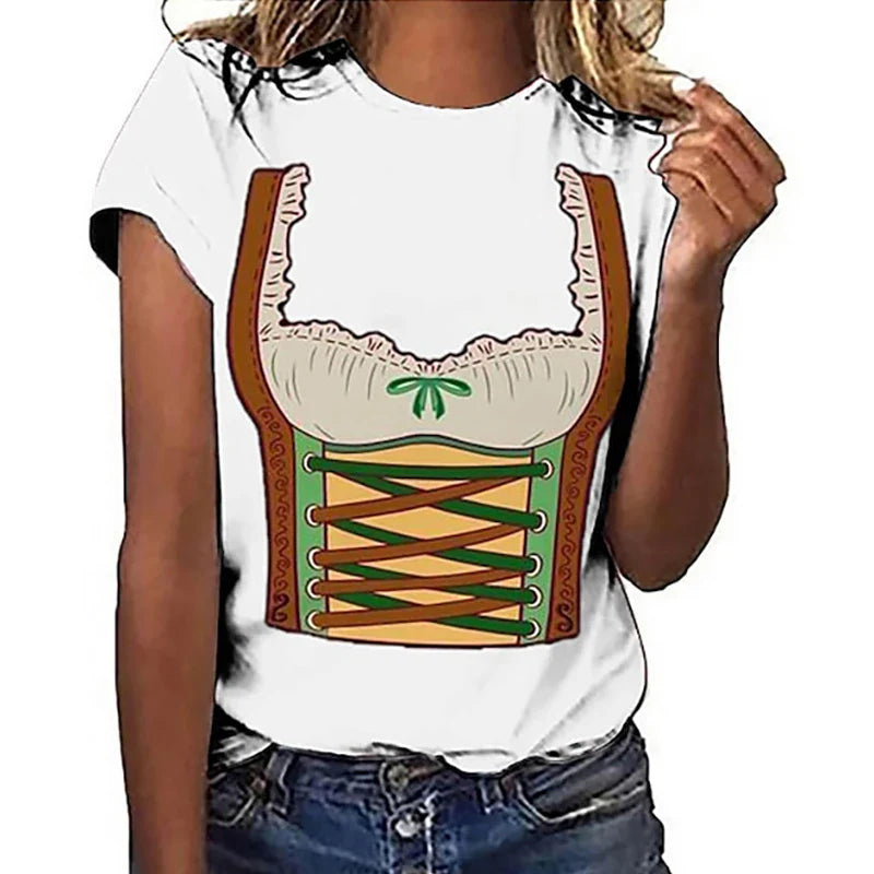 Oktoberfest T-shirt til kvinder | Bayersk stil | Sjov øl-t-shirt til Oktoberfest | Barbary