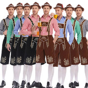 Bayersk kostume til mænd - Traditionelle Oktoberfest Suspender Shorts og skjorte | Tharghall