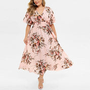 Plus size blomstret chiffonkjole | Floreado