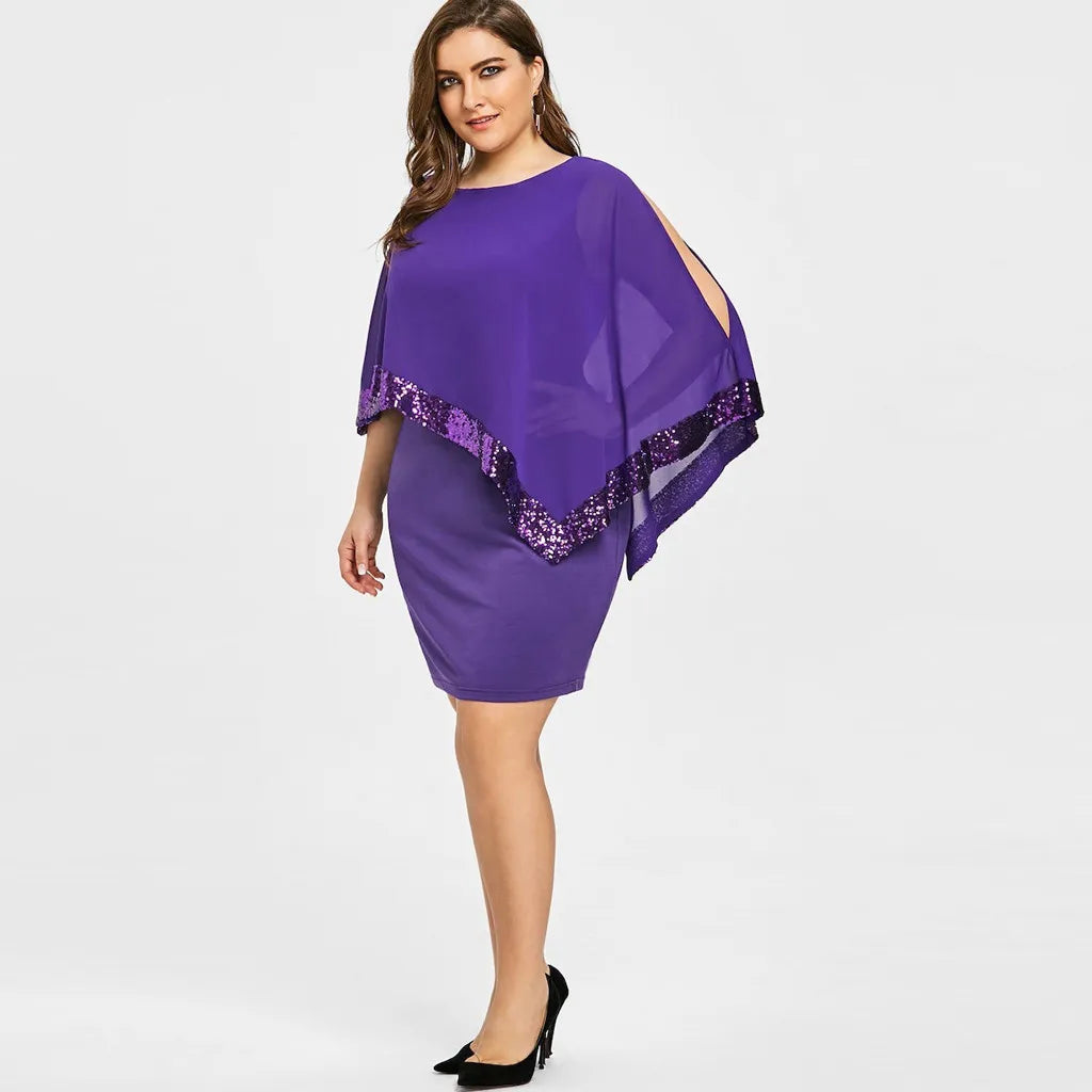 Elegant kjole med pailletter i plus size - Meldina