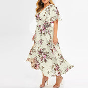 Plus size blomstret chiffonkjole | Floreado