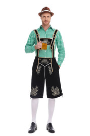 Bayersk kostume til mænd - Traditionelle Oktoberfest Suspender Shorts og skjorte | Tharghall