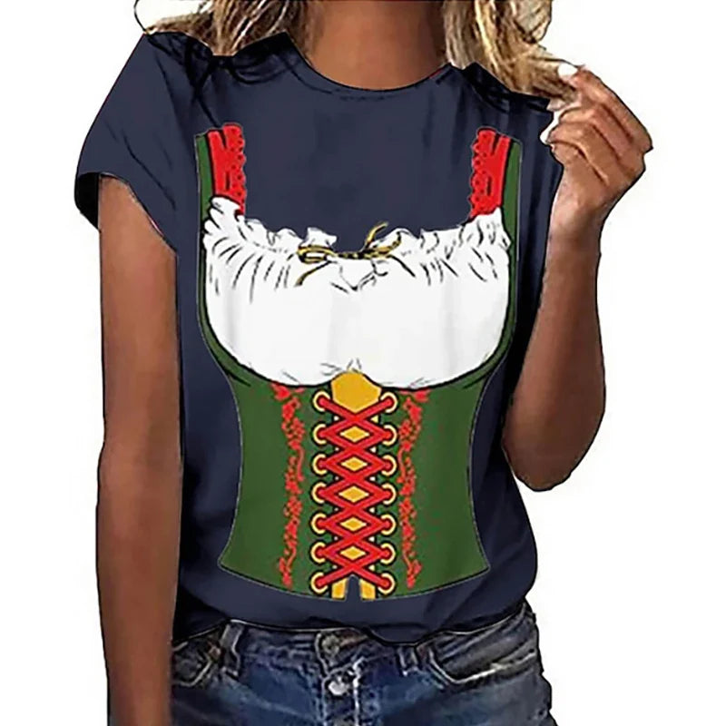 Oktoberfest T-shirt til kvinder | Bayersk stil | Sjov øl-t-shirt til Oktoberfest | Barbary