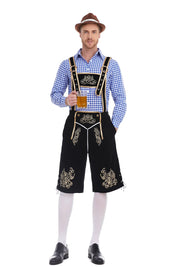 Bayersk kostume til mænd - Traditionelle Oktoberfest Suspender Shorts og skjorte | Tharghall