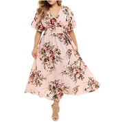 Plus size blomstret chiffonkjole | Floreado