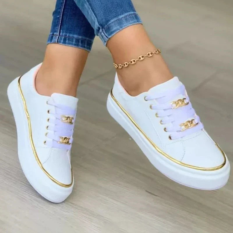 Zarper - Elegante dame sneakers med gyldne detaljer