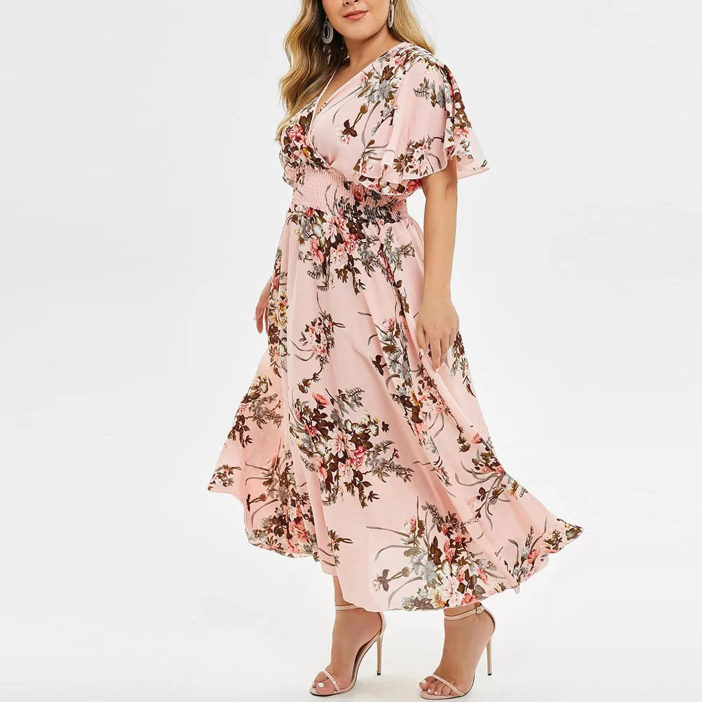 Plus size blomstret chiffonkjole | Floreado