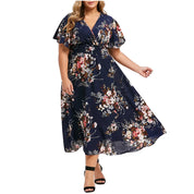 Plus size blomstret chiffonkjole | Floreado