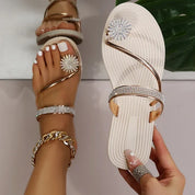 Sandalen Vrouwen | Strand Sandalen | Strass Platte Slippers | Luxe Sandalen Vrouwen | Designer Schoenen - Nokie