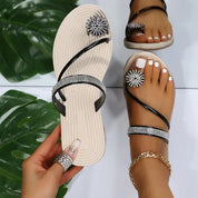 Sandalen Vrouwen | Strand Sandalen | Strass Platte Slippers | Luxe Sandalen Vrouwen | Designer Schoenen - Nokie