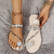 Sandalen Vrouwen | Strand Sandalen | Strass Platte Slippers | Luxe Sandalen Vrouwen | Designer Schoenen - Nokie