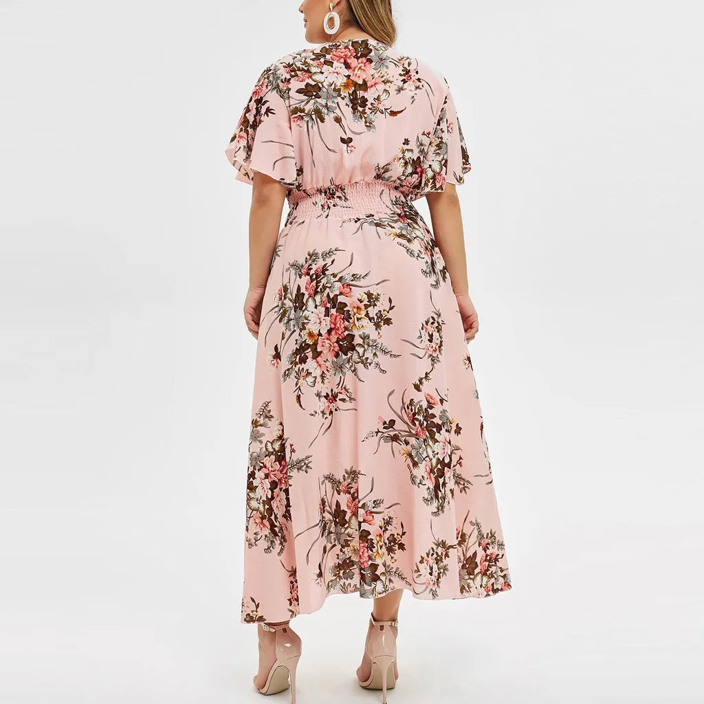 Plus size blomstret chiffonkjole | Floreado