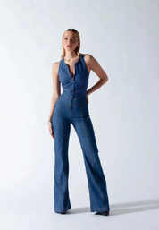 Vintage Y2k Stil ærmeløs Denim Jumpsuit til Kvinder - Breetah