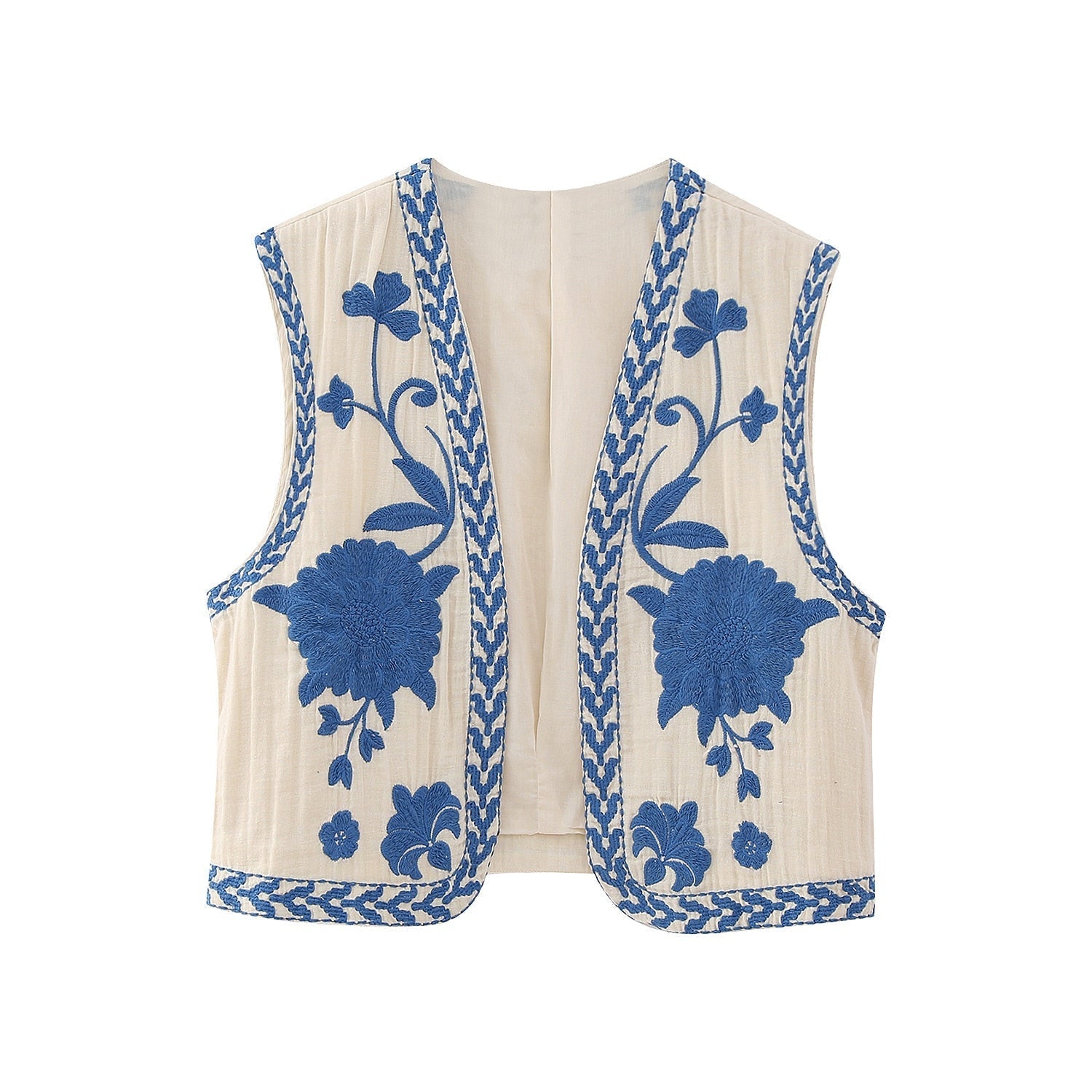 Sohana | Vintage blomsterbroderet vest til kvinder