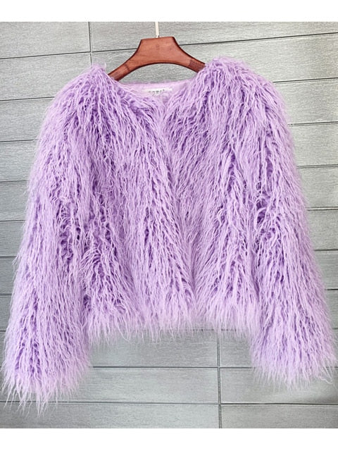 Behåret frakke damer tyk varm faux fur frakke - Ramona