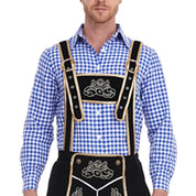 Bayersk kostume til mænd - Traditionelle Oktoberfest Suspender Shorts og skjorte | Tharghall