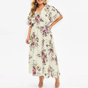 Plus size blomstret chiffonkjole | Floreado