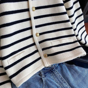 Stribet cardigan med knapper - Tasha