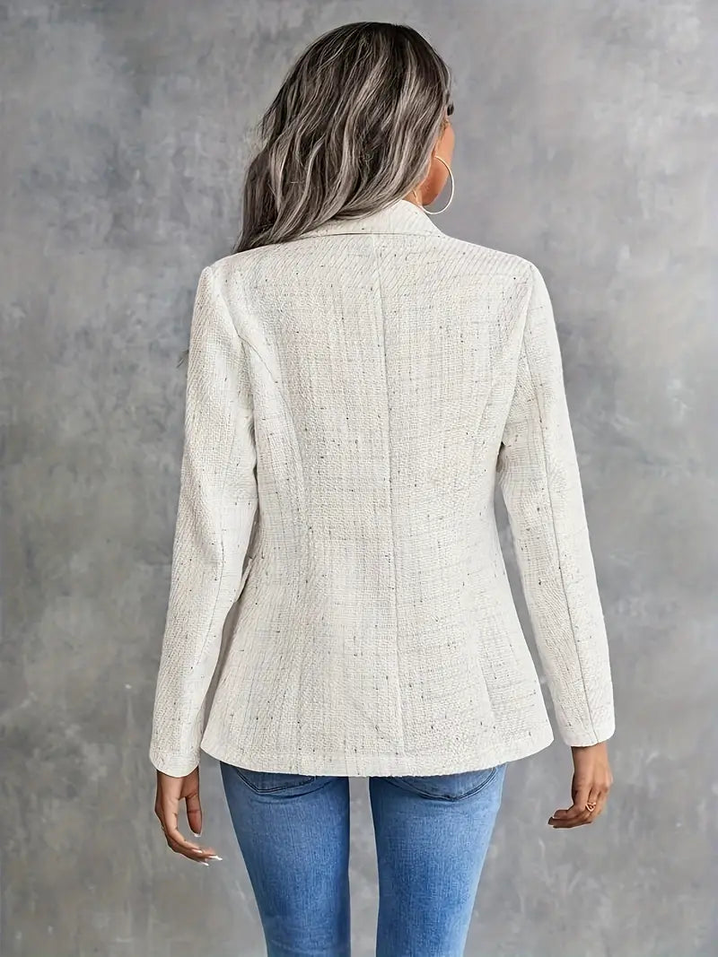 Ria – Elegant beige tweedblazer til foråret