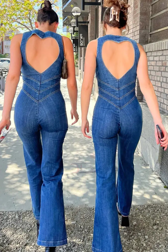 Vintage Y2k Stil ærmeløs Denim Jumpsuit til Kvinder - Breetah