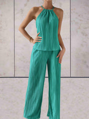 Olive - Todelt Minimalistisk Spring Ribbet Jumpsuit